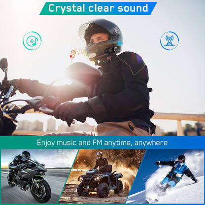 MAXTO Intercom voor motorhelm, bluetooth, met 1080p HD-camera, M3 bijgewerkt, 360 graden verstelbare clip, communicatiesysteem voor 6 motorrijders, 3280 FT, wifi/FM-radio, IP65 waterdicht