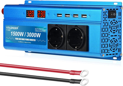 <font dir="auto" style="vertical-align: inherit;"><font dir="auto" style="vertical-align: inherit;">        Yinleader Converter, 12V, 220V, pure sine, 1500W, 3000W, pure sine LED, 2 sockets and 4 USB       </font></font>
