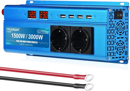 <font dir="auto" style="vertical-align: inherit;"><font dir="auto" style="vertical-align: inherit;">        Yinleader Converter, 12V, 220V, pure sine, 1500W, 3000W, pure sine LED, 2 sockets and 4 USB       </font></font>