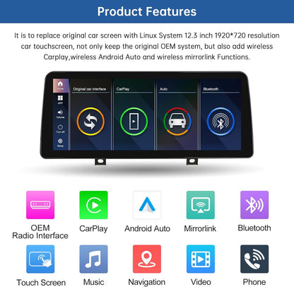 Road Top 12.3 Inch Car Radio Touch Screen Wireless CarPlay Android Car for BMW 1 2 Series F20/F21/F22/F23 2013-2015 Year with NBT System,Car Stereo Multimedia Car Radio Receiver - QUORE