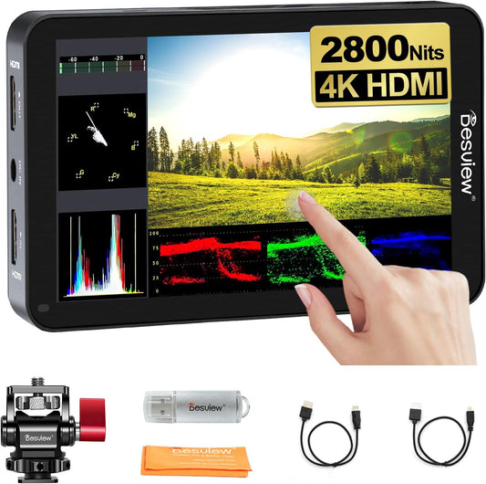 Desview R6 Field Monitor 2800Nits, 5.5 inch Touchscreen Camera Monitor Full HD 1920x1080 met 4K HDMI 3D LUT Waveform Focus Video Assist voor DSLR