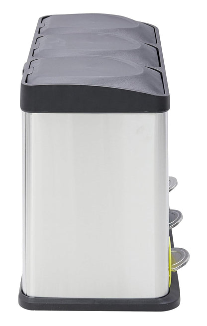 ARREGUI Step Bin CR705-45L Stalen Afval- en Recyclingbak met Pedaal | 3x15L (45L) | Keukenafvalbakken | Recycleeremmer voor Huis en Kantoor