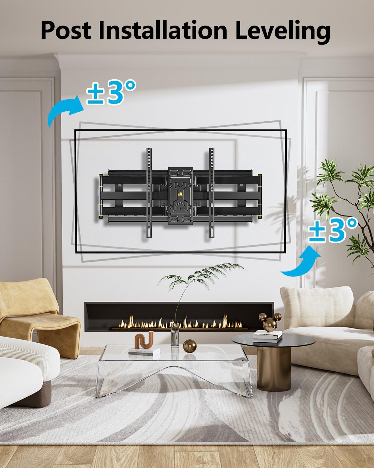 TV-muurbeugelbevestiging voor 50-95 inch – TV-beugel, TV-wandbeugel, Muursteun, TV-houder – Extra Lang Uitschuifbereik Tot 765 Mm – Tot 75 Kg, Geschikt Voor Platte En Gebogen Tv's