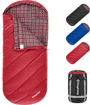 KingCamp Slaapzak XL 3-4 Seizoenen Katoen Flanel 220 x 100 cm Extra Groot voor Volwassenen Extreem -8 °C Compact Draagbaar Comfortabel Professioneel Warm voor Kamperen Wandelen Buiten Binnen