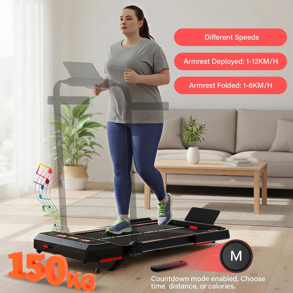 Loopband – Inklapbare Loopband – Fitnessapparaat – Hardloopband – Walking Pad – Bluetooth Luidspreker – Manuele Helling 10%