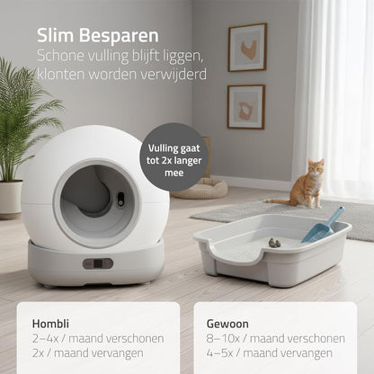 Hombli Slimme kattenbak met automatische zelfreiniging, uv-sterilisatie, gezondheidsbewaking, camera, compatibel met Alexa en Google