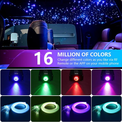Opgewaardeerd 16 W Starlight Headliner Kit Twinkle&Sound Geactiveerd 600 stks 0.04 "10ft Kabel Fiber Geluid Geactiveerde APP/Bluetooth Afstandsbediening Glasvezel Licht voor Auto Dak Thuis