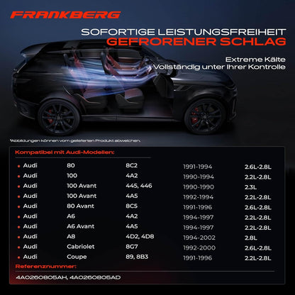 Frankberg Airconditioning compressor airconditioning compatibel met A6 4A C4 2.3L-2.8L 1994-1997 A6 4A2 C4 2.2L-2.8L 1994-1997 A8 4D2 4D8 2.8L 1994-2002 Vervanging # 4A02 60805. AD