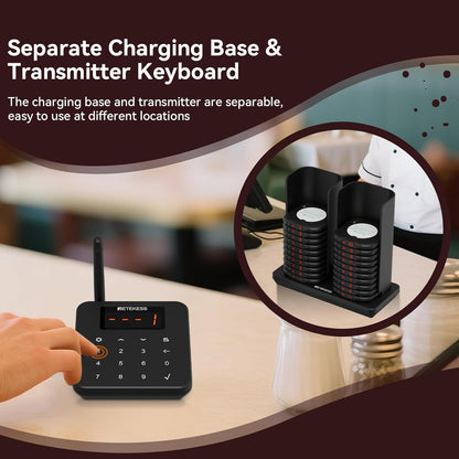 Retekess TD186 Restaurant Pager System, Buzzers For Restaurants, Range 600M, Anti-Dumping Design, One-Button Mute, 64 Prompt Modes, 20 Pagers For Food Trucks, Hotels, Churches, Bars - QUORE