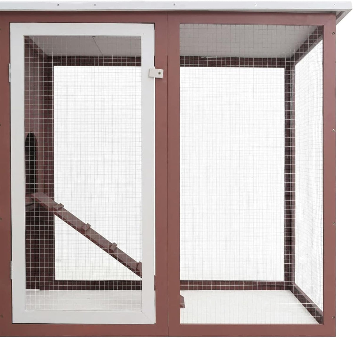 Outdoor Rabbit Hutch Large Wooden with Closed Door and Chicken Coop with 1 Egg Cage, Brown Wood, Waterproof