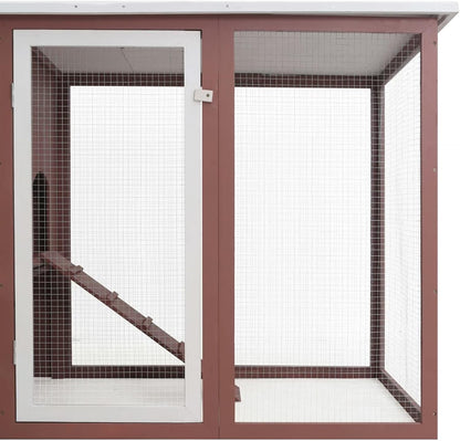 Outdoor Rabbit Hutch Large Wooden with Closed Door and Chicken Coop with 1 Egg Cage, Brown Wood, Waterproof