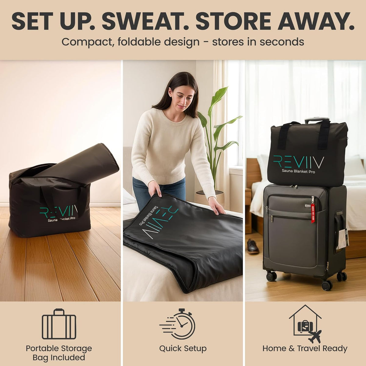 Portable Sauna Blanket with Bonus Cotton Inlay Towel - V2.0 Major Upgrades! Premium Far Infrared Sauna Blanket for Detoxification - Sauna Blanket, Infrared Saunas for Home with Temperature Range of - QUORE