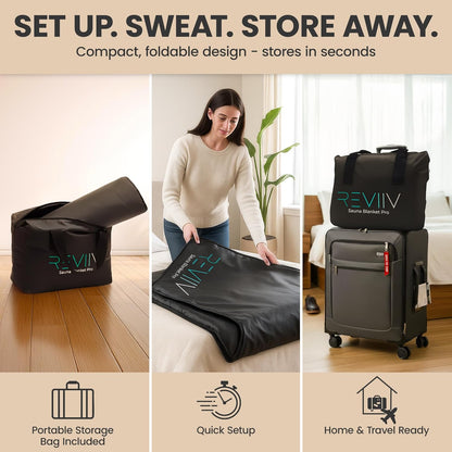 Portable Sauna Blanket with Bonus Cotton Inlay Towel - V2.0 Major Upgrades! Premium Far Infrared Sauna Blanket for Detoxification - Sauna Blanket, Infrared Saunas for Home with Temperature Range of - QUORE