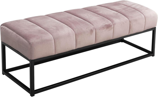 FineBuy 108 x 40 x 40 cm Velvet Sofa Sofa with Metal Frame Designer Sofa Bed Bedroom Quilted Modern - QUORE
