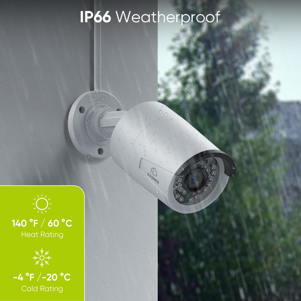 SANNCE 8 MP PoE bewakingsset, 2 camera's voor binnen en buiten, 36 stuks IR-leds, IP66, weerbestendig
