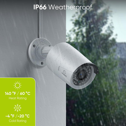 SANNCE 8 MP PoE bewakingsset, 2 camera's voor binnen en buiten, 36 stuks IR-leds, IP66, weerbestendig