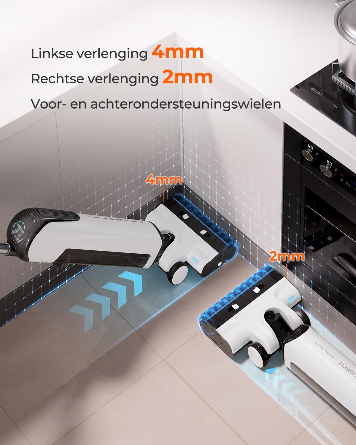 Nat-droogzuiger – Stofzuiger – Schoonmaakapparaat – Vloerreiniger – Multifunctionele Zuiger – Intelligente Vlekherkenning – 17.000 Pa Zuigkracht & 180° Ligdesign