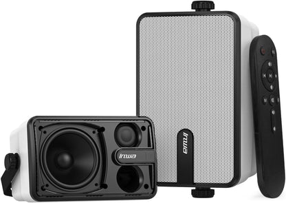 Inwa Bluetooth-Outdoorluidspreker, Draadloos Geluidssysteem voor Binnen en Buiten, IPX5-Waterdicht, 250W (2 Stuks Sync Speaker & AC/DC-Adapter, 1 Afstandsbediening, RMS 25W)