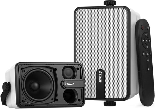Inwa Bluetooth-Outdoorluidspreker, Draadloos Geluidssysteem voor Binnen en Buiten, IPX5-Waterdicht, 250W (2 Stuks Sync Speaker & AC/DC-Adapter, 1 Afstandsbediening, RMS 25W)