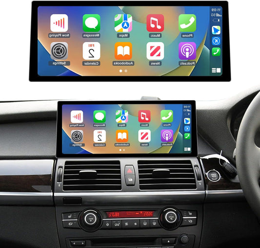 Road Top CarPlay Screen, 12.3 inch Car Radio Touch Screen for BMW X5/X6 Series E70/E71 with CIC System (2009-2014 year), Car Stereo with Narrow Bezel, Compatible with Apple CarPlay/Android Auto/MirrorLink - QUORE