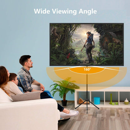 Beamerscherm met statief, draagbaar projectorscherm 100 inch, 16:9, 4K HD-projectiescherm, licht en compact, ideaal voor thuisbioscoop, voor films binnen en buiten.