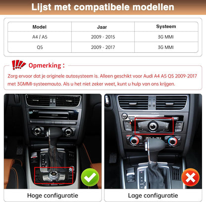 Draadloze CarPlay Android Auto Upgrade – CarPlay Adapter – Retrofit Kit – Infotainmentsysteem Interface – Bluetooth Module – Compatibel Met Audi A4 A5 Q5 3G MMI – Stuurbediening – Ondersteuning Voor Achteruitrijcamera