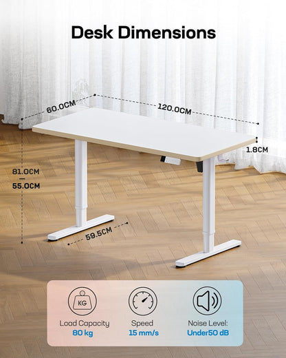HUANUO Electric Sit-Stand Desk for Children with Mat Surface 120 x 60 cm, Hand Control with LED Display with 3 Preset Heights & Child Safety Lock - QUORE
