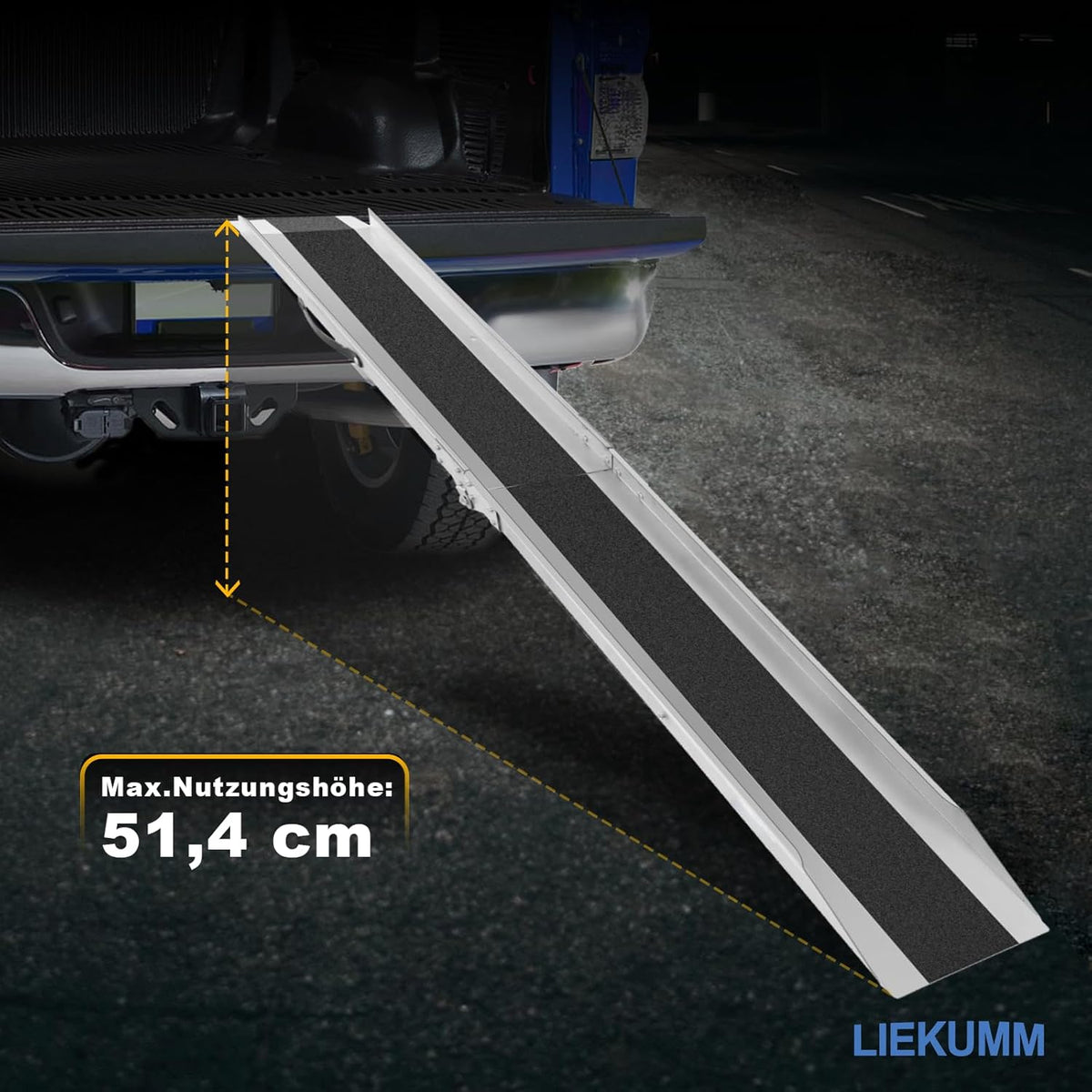 LIEKUMM 1 x 180 cm oprijplaat, 280 kg draagkracht, inklapbaar stalen motoroprijplaat, oprijplaat voor aanhanger, ATV, motorfiets, fiets, auto, laadhelling voor aanhanger