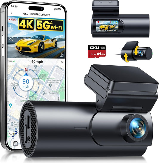 Dashcam Auto Voor En Achter – Auto Camera – Rijcamera – Dubbele Dashcam – Voertuigcamera – 4K Voorcamera En 1080P Achtercamera, WiFi Met App, 170° Brede Hoek
