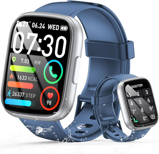Smartwatch voor dames en heren, 1,83 inch HD touchscreen, 20 dagen batterijduur, fitnesshorloge met hartslagmeter, slaapmonito, stappenteller, bluetooth-oproepfunctie, 112+ sportmodi, IP68 waterdicht
