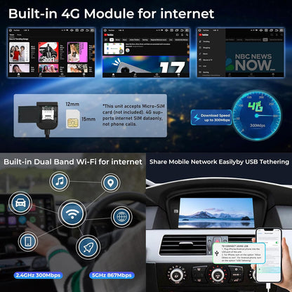 Android 14 Autoradio – Android Navigatiesysteem – Multimedia Speler – Auto Entertainment – Touchscreen Radio – 8,8 Inch IPS Display – Qualcomm Octa-Core Processor 4GB+64GB