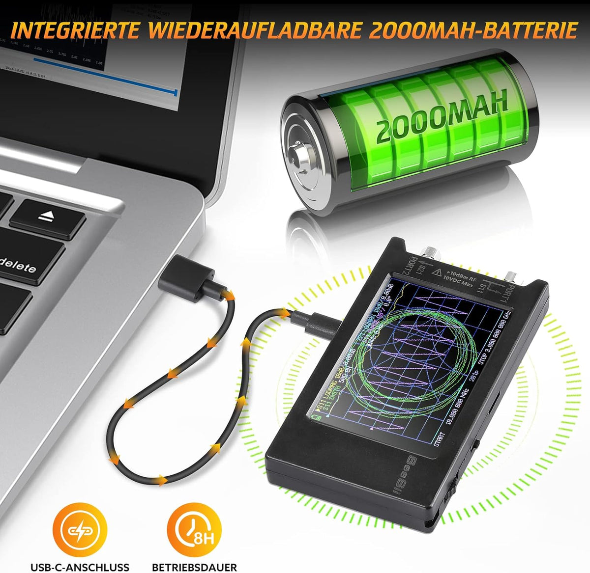 Seesii LiteVNA Vector Netwerk Analyser, Verbeterde 4 inch Antenne Analyser 50kHz-6.3GHz met MicroSD Slot, Meting Smith Chart S Parameter HF VHF UHF SWR Fase Vertraging
