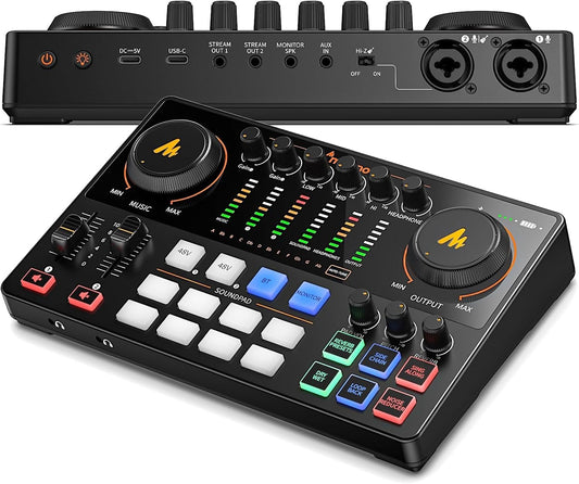 MAONO Podcast Equipment Bundle: Audio Interface Mixer with Dual XLR Input for Podcast Streaming - MaonoCaster E2 Gen2