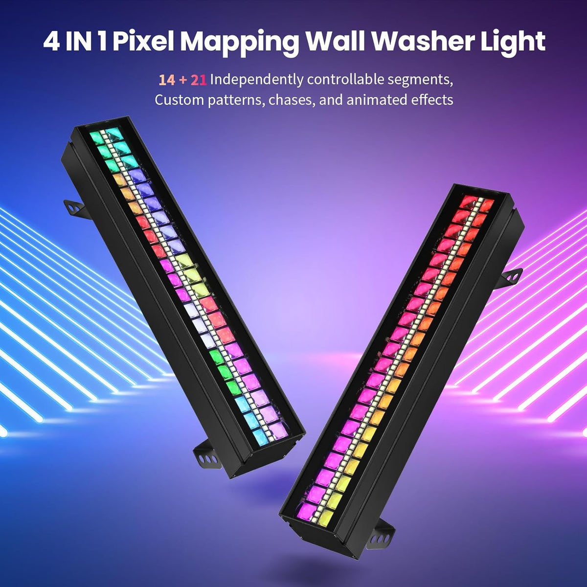 BETOPPER LF1421 Matrix LED Light Bar RGBW, 35 Segments, 4.4° Beam, Strobe 30Hz, DMX512 for Stage Effects, Pixel Mapping - QUORE
