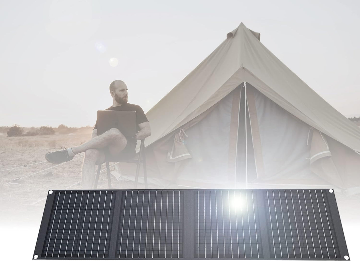 Portable, foldable solar panel kit, 100 W, monocrystalline, high efficiency, for charging portable batteries, campers, caravans (3.96 kg, 52 x 35 x