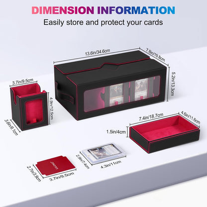 Commander Deck Box voor MTG, 6-decks, modulaire kaartenetui met kubushouder voor 600+ dubbele hulskaarten, afneembare verzamelkaartenopbergdoos met 6 35PT magnetische kaarthouders voor TCG