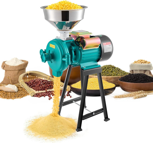 VEVOR Elektrische graanmolen, 50 kg/u, graanmolen, 2200 W, gietijzer, kruidenmolen met antislip rubberen voetjes, voor droge granen, specerijen, muesli, koffie, maïs, peper, hoge snelheid