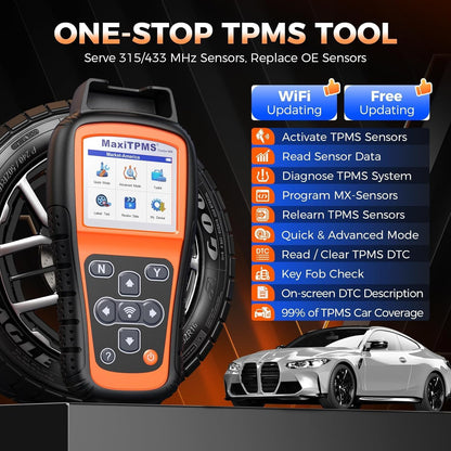 TPMS Tool – Banden Sensor Tester – TPMS Programmer – Banden Spanning Monitor – TPMS Resetter – Ondersteunt MX-Sensoren 315/433 MHz – Gratis Levenslange Wifi Updates - QUORE