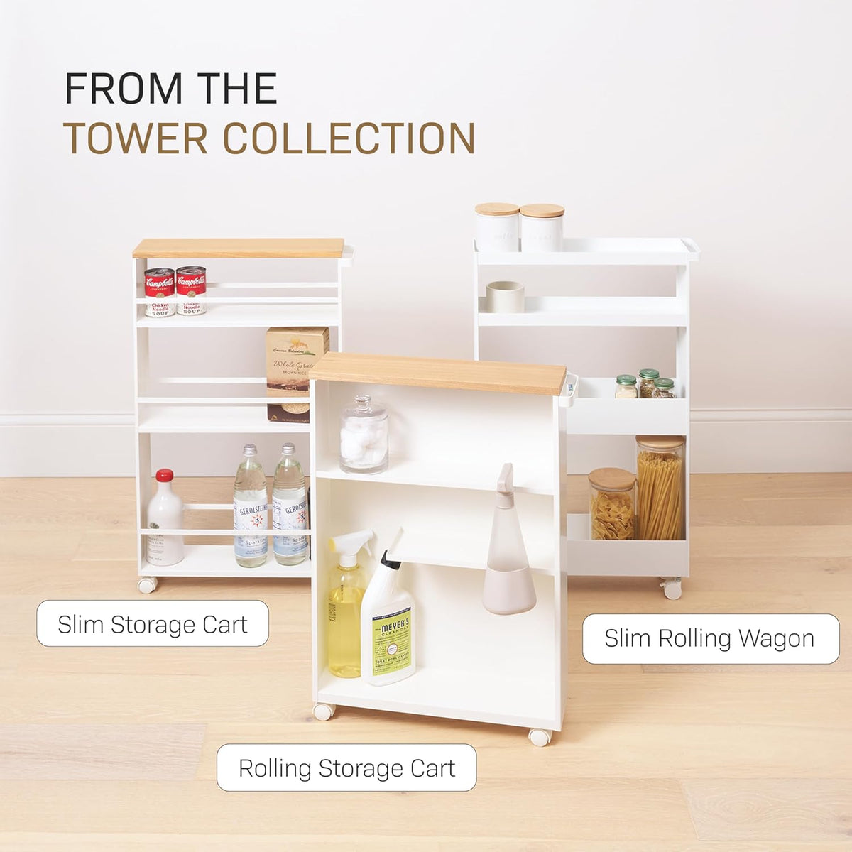 YAMAZAKI Halfgesloten opbergwagen - Tower - wit