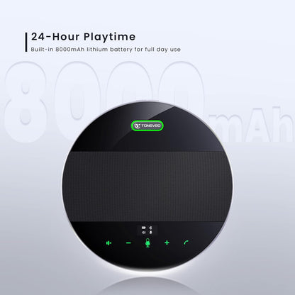 Conferentie Luidspreker en microfoon TONGVEO Bluetooth Draadloze Luidspreker AI Ruisonderdrukking, voor vergaderruimte Video Skype Call Home Office, 360º Luid en Clear Voice Pickup