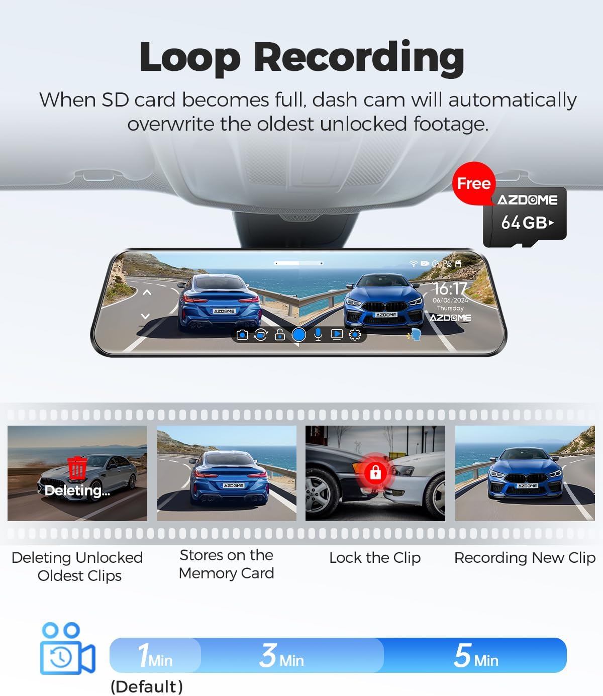Spiegel Dashcam Met Achteruitrijcamera – Achteruitkijkspiegel Dashcam – Autocamera – Dashboardcamera – Dual Dashcam – 12 Inch IPS-Touchscreen – 4K Voor + 1080P Achter