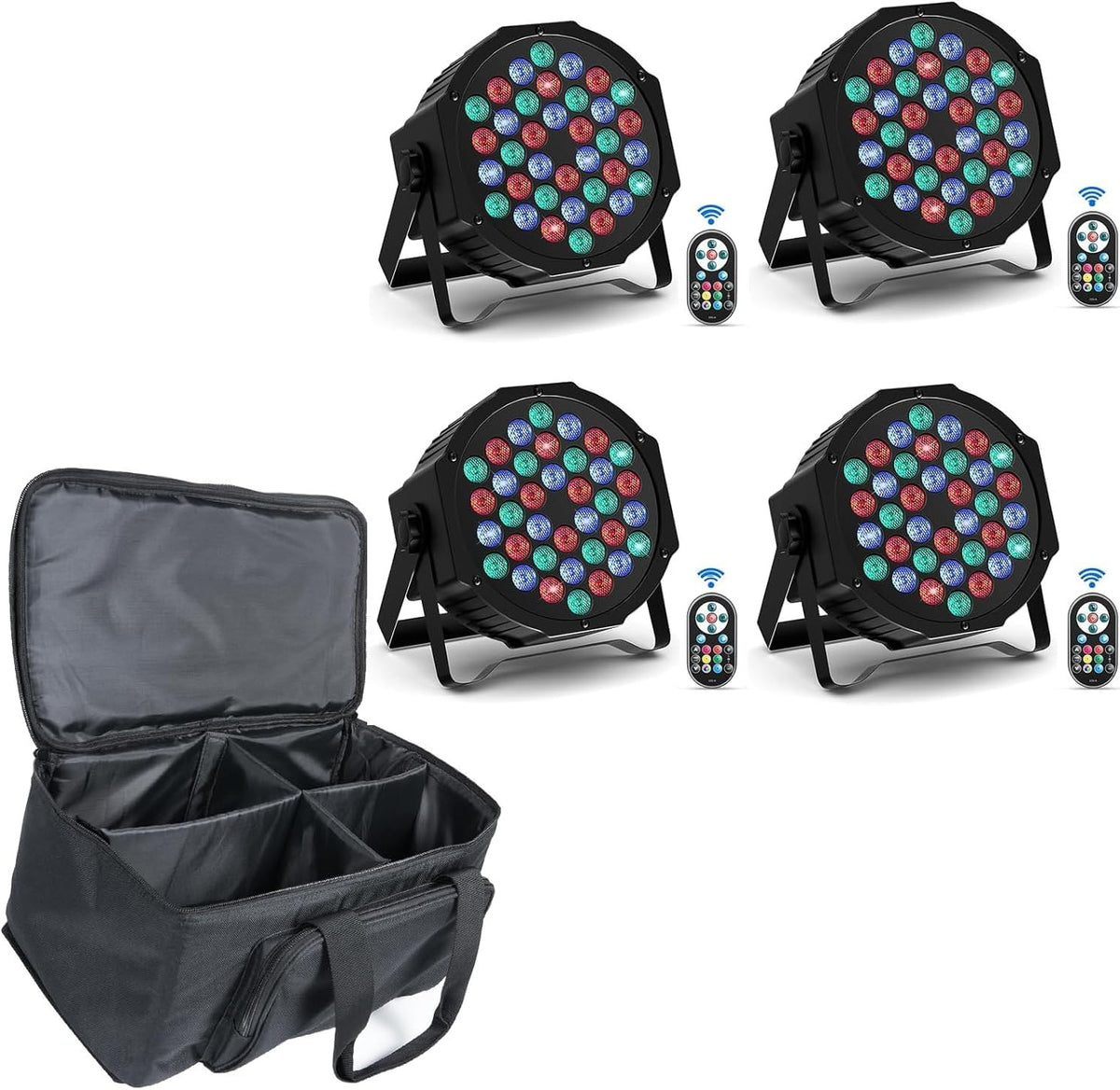 LED Par Lights – LED Stage Verlichting – RGB Partylampen – DJ Lampen – Show Spots – 72W RGB Kleurlicht – Waterdichte Opbergtas Met Afstandsbediening