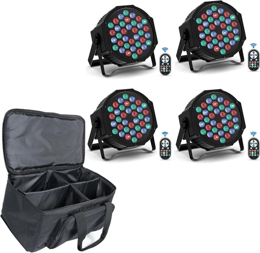 LED Par Lights – LED Stage Verlichting – RGB Partylampen – DJ Lampen – Show Spots – 72W RGB Kleurlicht – Waterdichte Opbergtas Met Afstandsbediening