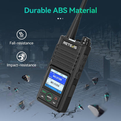 Retevis RB658 Bluetooth Walkie Talkie, Professionele Portofoon, APP-Instellingen, Groepsgesprek, 1800 mAh USB C, IP54, voor de Detailhandel (4-Pack, Zwart)