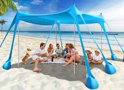 Rhino Valley Strandschelp, strandtent, zonwering UV 50+, windscherm, strandtent, draagbaar zonnezeil, strand voor kamperen, vissen, picknick in de tuin, strand, 30 x 50 m, hemelsblauw