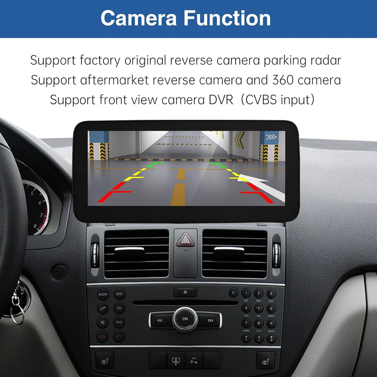 Road Top 12.3 Inch Car Touch Screen Wireless CarPlay Android Car for Mercedes Benz C Class W204 2008-2010 Year with NTG4.0 System, Support Navigation, Mirrorlink - QUORE