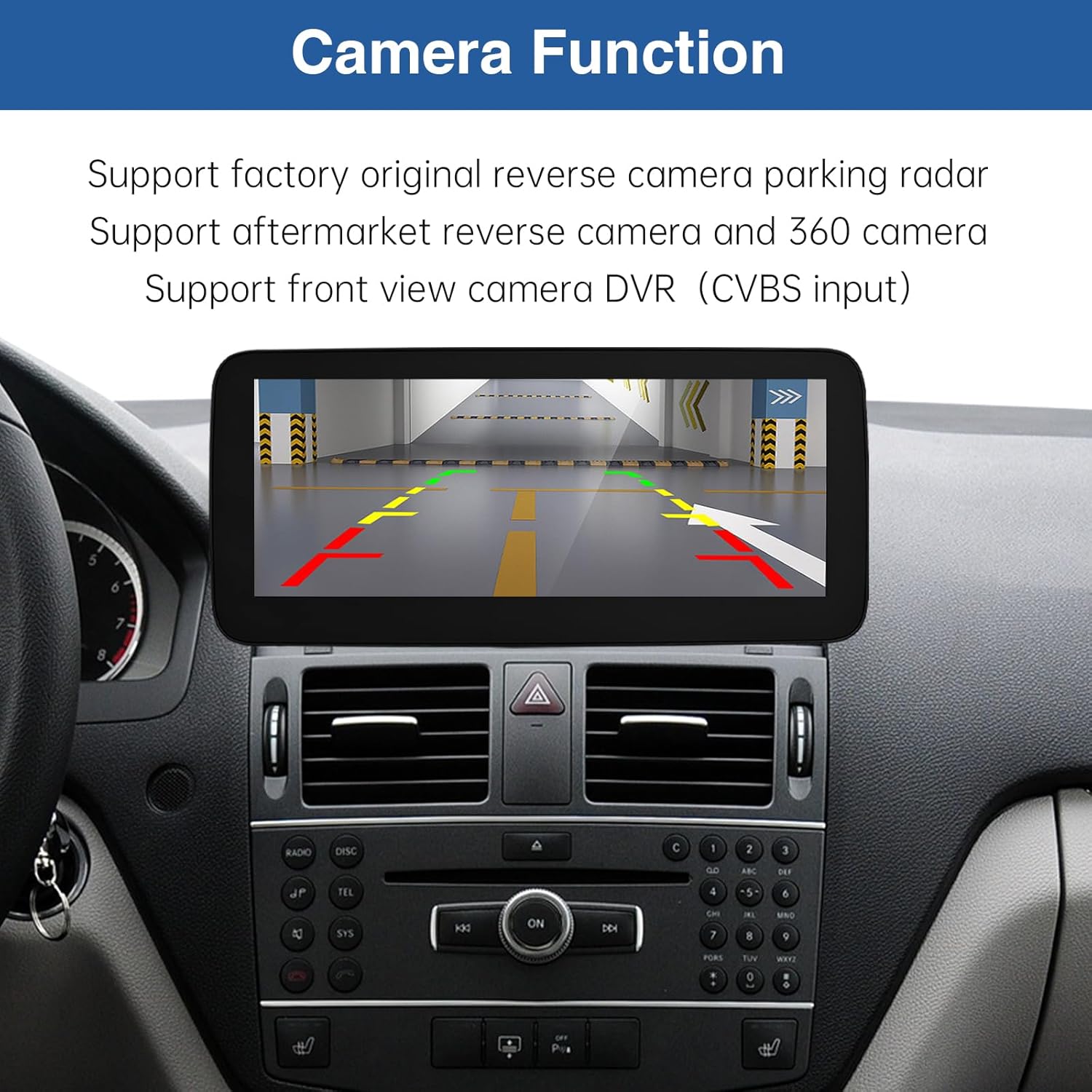 Road Top 12.3 Inch Car Touch Screen Wireless CarPlay Android Car for Mercedes Benz C Class W204 2008-2010 Year with NTG4.0 System, Support Navigation, Mirrorlink - QUORE