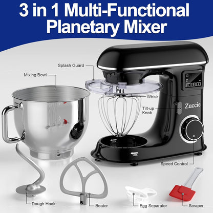 Planetaria Keukenmachine- Keukenrobot - Keukenmixer, 1500 W, 8 liter, planeetmachine, 6 snelheden, gisting en lcd-timing, multifunctionele professionele kneedmachine