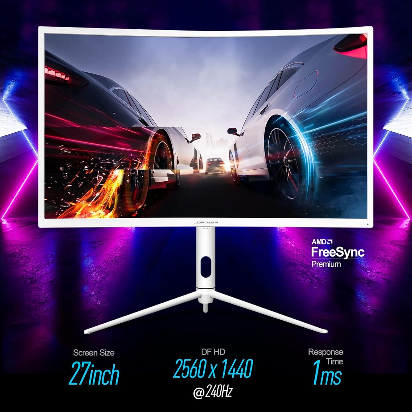 LC-POWER LC-M27-QHD-240-C-K 27 Inch Monitor Gaming 240Hz