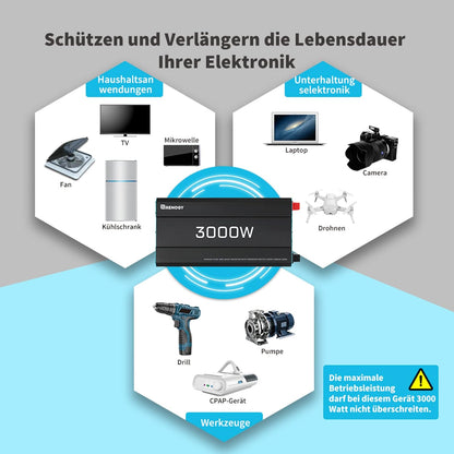 <font dir="auto" style="vertical-align: inherit;"><font dir="auto" style="vertical-align: inherit;">        Renogy Inverter 3000 W 12 V with on/off switch DC to AC with AC priority switch function       </font></font>